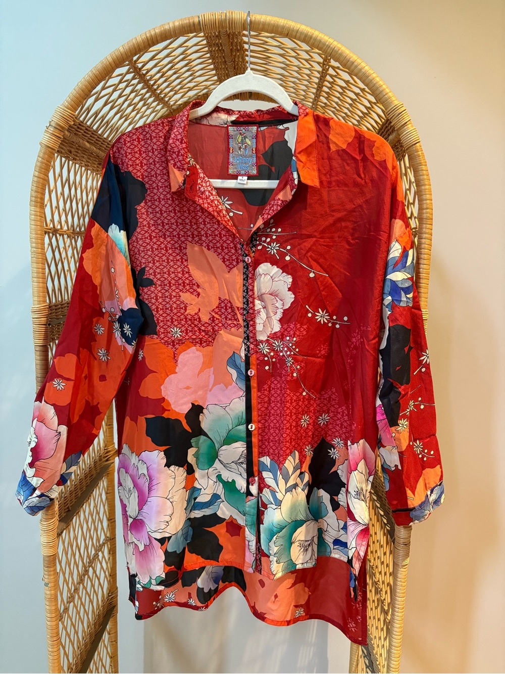 Johnny Was Tura Jarah Floral Print Button-Down Blouse View 3
